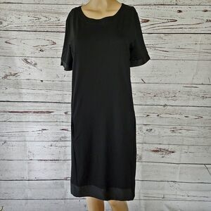 The White Company White Label Black Satin Trim T-Shirt Dress Size 6